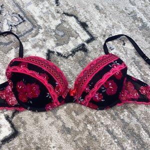 candies medium push up bra red black floral lace 34b